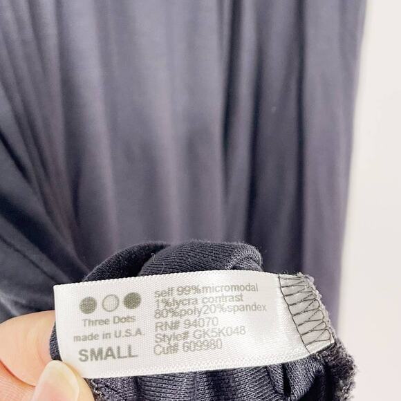 Three Dots Small Gray Ruched Square Neck Jersey Dress Casual Micromodal Stretch - Picture 8 of 9